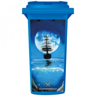 Brett Day Moonlight Ship Wheelie Bin Sticker Panel